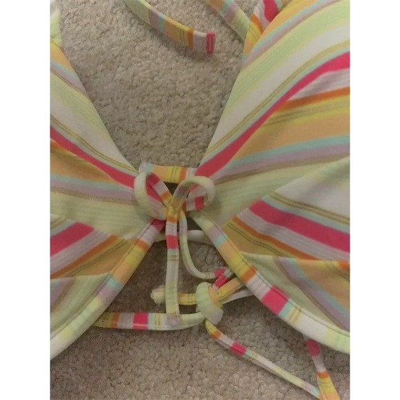 Victoria's Secret Striped String Bikini Top 34DD Multicolor Ruffle Detail - Picture 9 of 13